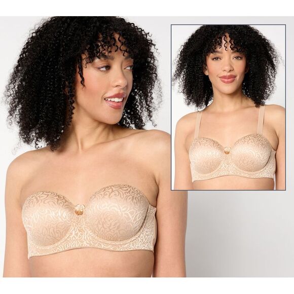Breezies Women's Bra Sz 36B Wild Rose Lace Strapless Underwire Brown A633202 - Picture 1 of 4